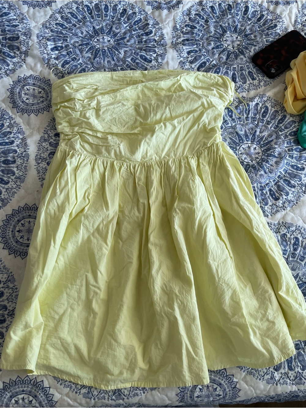 Le Lis Strapless Mini Dress in Pale Yellow